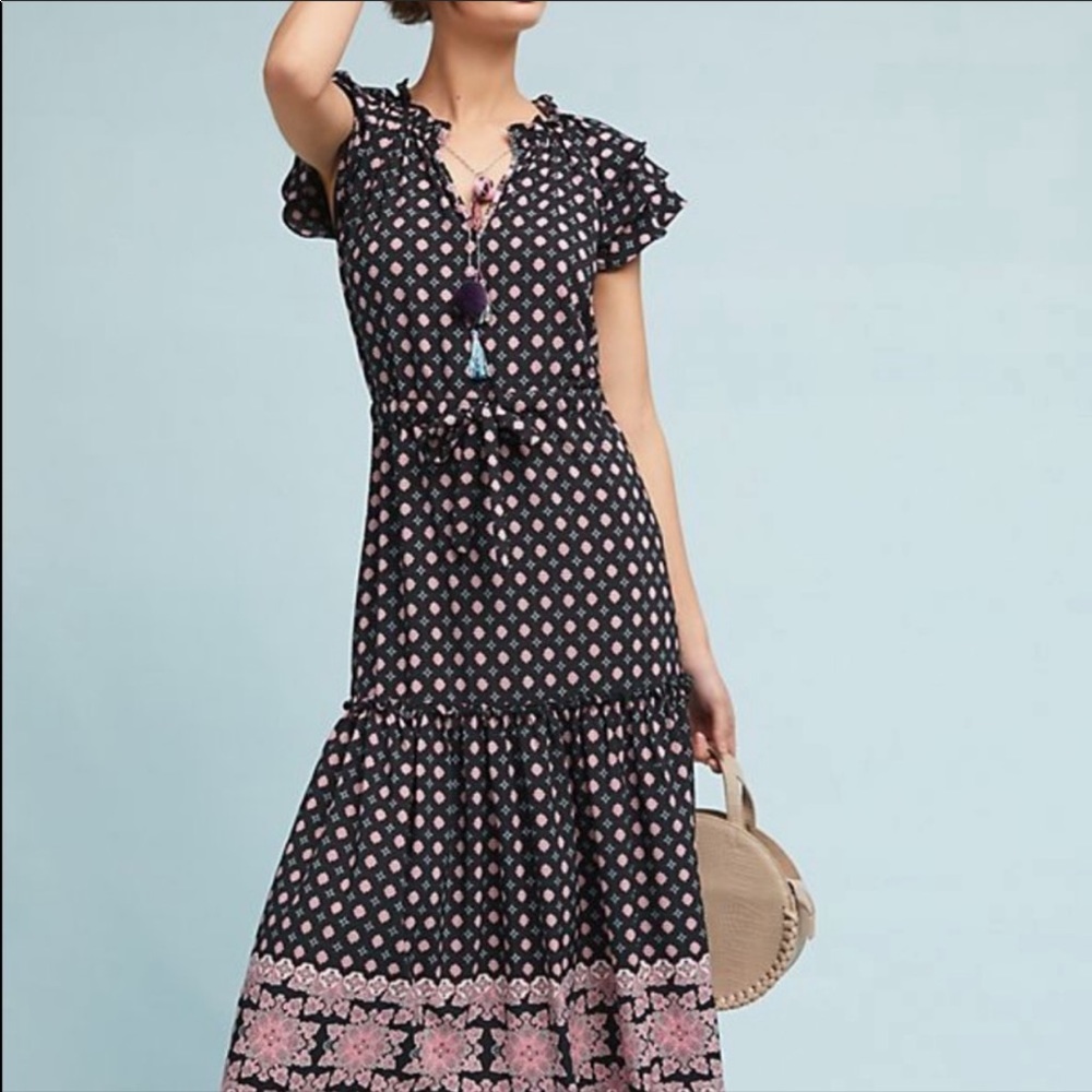 MISA Los Angeles Rayna Ruffle Midi Dress